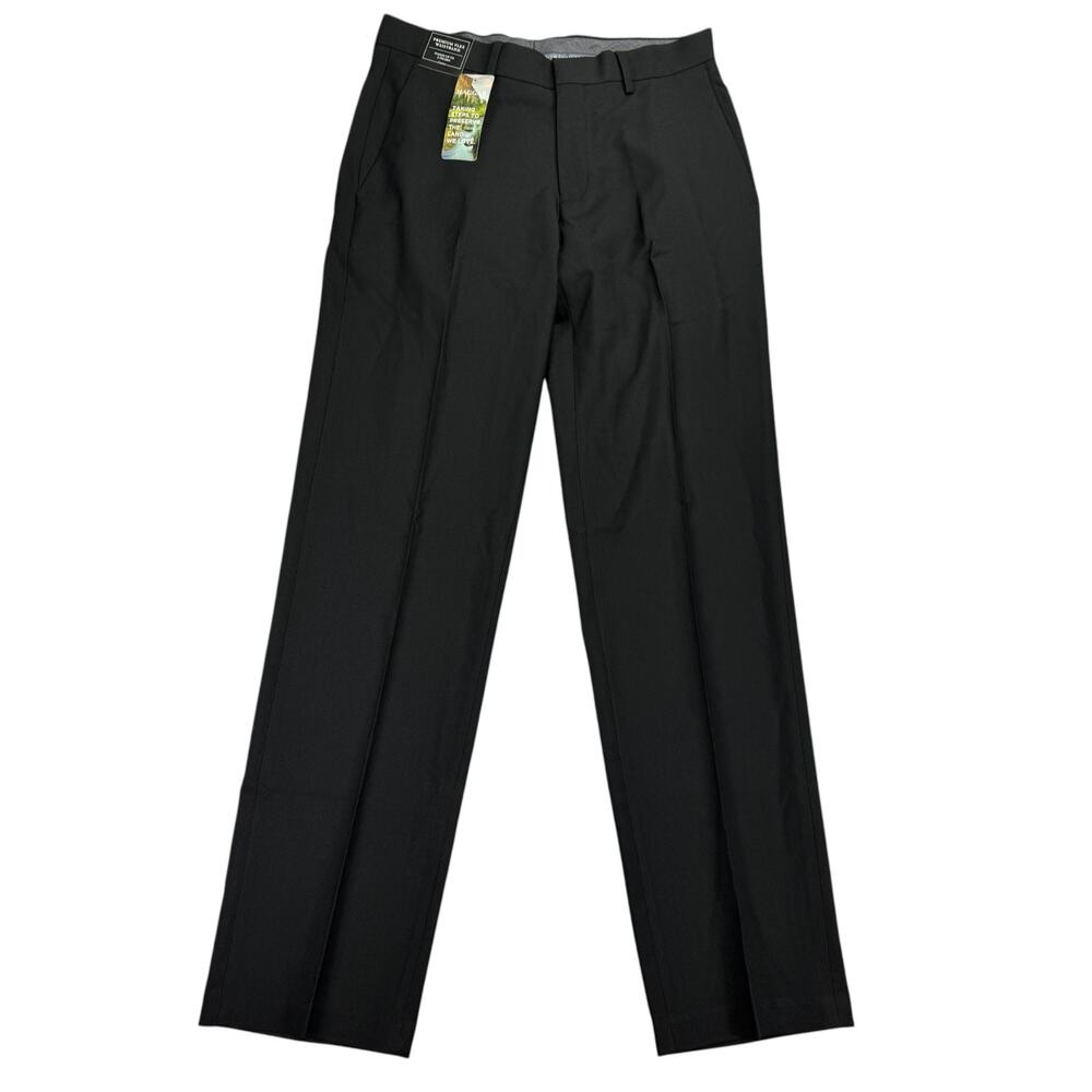 Haggar Mens Premium Comfort Straight Fit Stretch Dress Pants Black 30x32